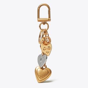 Tory Burch Mixed Metal Hearts Key Ring Fob